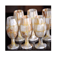 Set Gelas Anggur Marmer 6 Pcs Gaya Modern Tahan Lama Kapasitas 10.5 Oz Harga