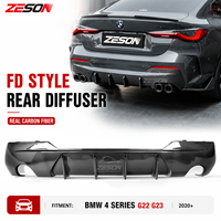 Diffuseur arrière en fibre de carbone véritable style FD pour BMW Série 4 G22 G23 430i M440i Coupé Cabriolet, lèvre de pare-chocs brillante 2020+