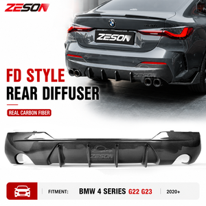 Difusor Trasero Estilo FD de Fibra de Carbono Real para <span class=keywords><strong>BMW</strong></span> Serie 4 G22 G23 430i M440i Coupé Convertible, Parachoques Brillante <span class=keywords><strong>2020</strong></span>+ - Product Image 1