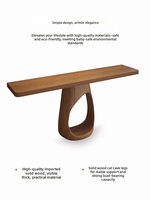 Console en bois de pin massif style Wabi-Sabi, base sur piétement, design moderne, durable et facile à nettoyer pour l'entrée et le salon