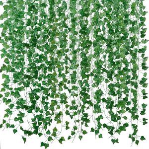 Vente en gros de guirlande de <span class=keywords><strong>lierre</strong></span> de plantes artificielles en PE, fausses plantes de vigne suspendues <span class=keywords><strong>avec</strong></span> feuilles vertes pour décoration de jardin et de maison de mariage - Product Image 1
