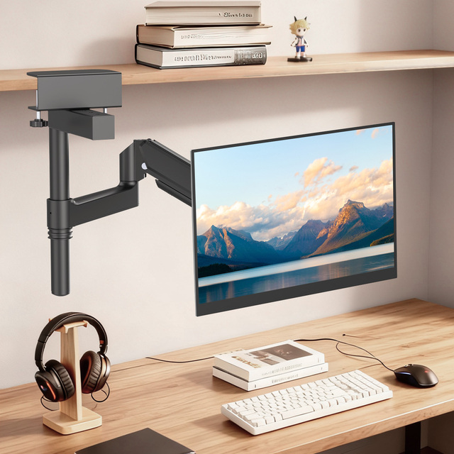 KHCOOHOO Customizable Steel Gas Spring Monitor Arm Inverted Mount 13-32 Inch 9KG Capacity VESA 75/100 Adjustable 360 Rotation