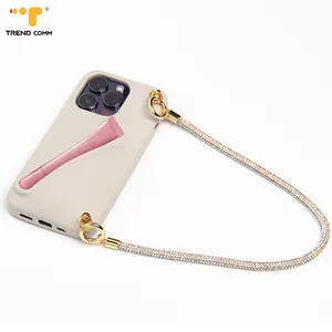 2024 New Custom Phone Case Lip Gloss Holder With Short Phone Strap Lanyard Chain For iPhone 13/14/15 Series