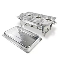 Juego de Buffet Multifuncional de Acero Inoxidable, Calentador de Comida para Buffet, Combustible de Gas, Diseño Desmontable para Restaurante