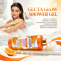 Gel Douche QBD Or à la Vitamine C Naturelle, Crème de Bain Exfoliante au Charbon, Hydratante et Éclaircissante pour le Corps