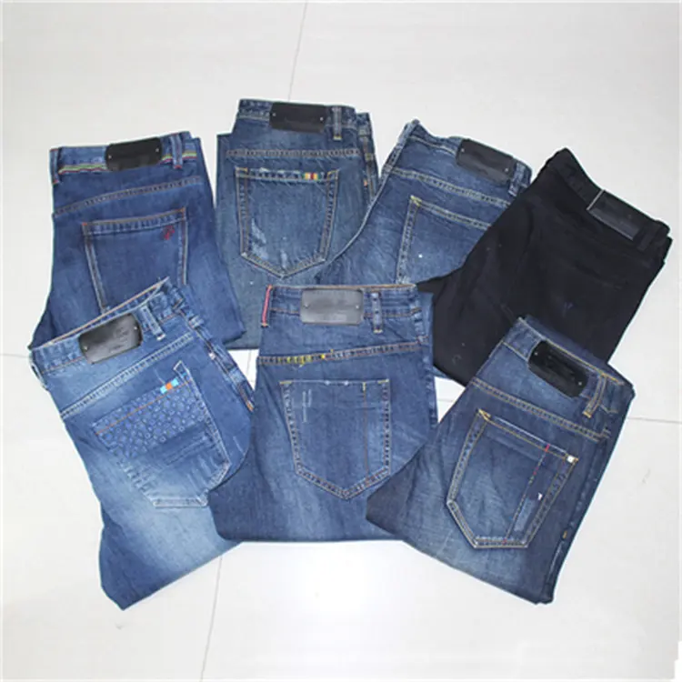 Stok Digunakan Jeans Fashion Pria Skinny Jeans Stok Surplus Pakaian Jeans Denim Murah untuk Pria Stok Campuran Banyak