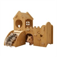Maisonnette en bambou pour hamster, jouet cachette, nid en bambou, balançoire, balançoire à bascule, cabane de sommeil pour cailles et petits animaux, durable et écologique