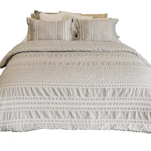 New yarn dye seersucker stripe duvet comforter set