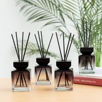 Bouteille en verre luxueuse et unique 100ML 150ML bouteille de diffuseur de roseau d'aromathérapie à la maison carrée noire