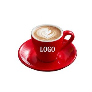 Custom Logo Printed 80ml Colourful Gloss Glaze Thickened Cappuccino Latte Saucers Reusable Ceramic <b>Espresso</b> Coffee <b>Cup</b> China - Product Image 1