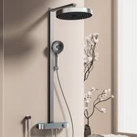 Ensemble de douche de luxe abordable gris bronze avec affichage numérique, éclairage LED, thermostat intelligent et pommeau de douche pressurisé