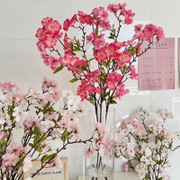 Branches de fleurs de cerisier réalistes avec 45 têtes et feuilles, fleurs artificielles pour la décoration de la maison, arrangement floral de mariage