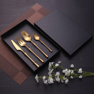 304 Stainless Steel Royal Gold Plated Cutlery Flatware Steak Spoon Set 4 in 1 - Product Image 5