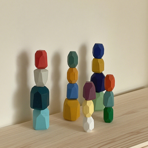 Brinquedos Sensoriais Montessori de Empilhar Aprovados pela CE Quebra-Cabeça de Pedras de Madeira para Crianças Blocos de Construção Educacionais Coloridos para Pré-escolares - Product Image 3