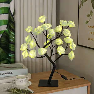 Albero di Rose Artificiali con Luce LED Notturna, Lampada da Tavolo Decorativa per Casa, Camera da Letto, Matrimoni, Feste e Decorazioni Natalizie - Product Image 6