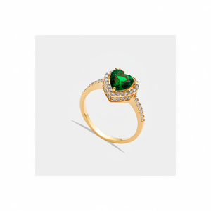 925 Sterling <b>Silver</b> Heart Shape <b>Emerald</b> Stone Cluster <b>Ring</b> From Turkey Model ONR4017 - Product Image 2