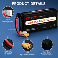 Pin 6S 70C 22.2V 5700mAh siêu tốc độ xả, có đầu nối tùy chỉnh dành cho máy bay không người lái FPV Freestyle