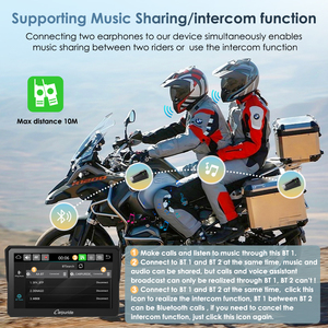 Carpuride Pantalla GPS para Motocicleta <span class=keywords><strong>BMW</strong></span>, CarPlay Inalámbrico, Android Auto, Intercomunicador Bluetooth Dual, Resistente al Agua IP67 W702BS - Product Image 6