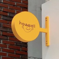 Enseigne publicitaire extérieure suspendue personnalisable pour entreprise, cadre en acier, logo rond, nom de magasin, logo de restaurant, enseigne murale en forme de lame