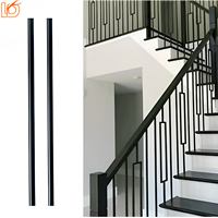 Balustrade d'escalier en fer forgé creux rond de 5/8''*44'' au design moderne pour la maison, l'hôtel, le balcon, l'appartement