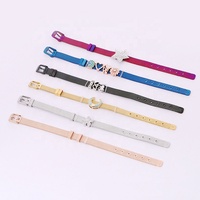 Couleurs personnalisées gratuites mélangées 10mm bricolage bracelet en maille en acier inoxydable glisser breloque lettres bracelet bracelets