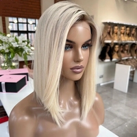 Peluca de Cabello Humano con Encaje HD 13x4 con Reflejos para Mujeres Blancas Pelucas Frontales de Encaje de Cabello Humano Virgen Ruso Rubio Platino con Cutícula Alineada
