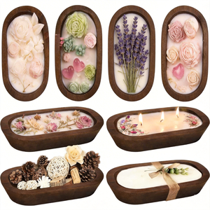 Bol à pâte en <span class=keywords><strong>bois</strong></span> polyvalent, <span class=keywords><strong>plateau</strong></span> décoratif pour la fabrication de bougies, rangement de cadeaux de mariage, décoration de cuisine et salle de bain style ferme, vente en gros - Product Image 1