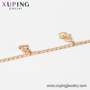 Cavigliera Xuping 77102 con ciondoli a forma di ananas e sfera, con molti pendenti indipendenti del sesso, e ciondoli a forma di chiave e lucchetto 218063 - Product Image 2