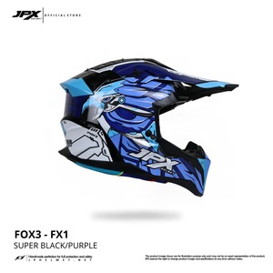 Le casque JPX Fox3 à sangle magnétique présente un design élégant de motif FX1, offrant un ajustement sécurisé et des performances de conduite améliorées. - Product Image 3