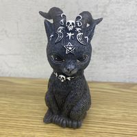 Dessin animé sorcière chat Sculpture gothique chaton résine ornement Halloween magique hibou Statue pour nouveauté cadeaux jour des morts décoration