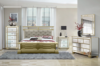 Hochwertiger Spiegel King Size Bett rahmen im europäischen Stil King Size Silber rahmen Schlafzimmer Spiegel bett