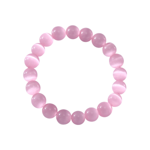 Wholesale Pink Cat Eye Chalcedony Stretch Beaded Bracelets <b>Men</b> Bohemian Style Fashion Jewelry Gifts Healing - Product Image 1