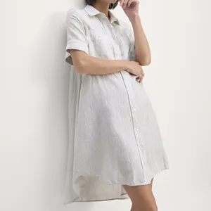 Camicia da donna in lino 100% camicie estive personalizzate abiti da donna a manica corta abiti casual da donna