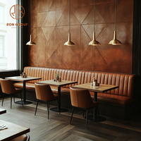 Banc carré en bois et cuir durable pour usage commercial, ensemble table et chaises pour restauration rapide, mobilier de restaurant pour café