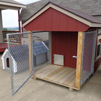 Grand chenil extérieur en bois personnalisable de style campagnard américain avec course durable pour chiens et chats