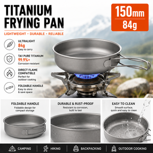 Titanium Frying <b>Pan</b> 150mm Ultralight Pure Titanium Fry <b>Pan</b> Folding Handle Outdoor Camping Cookware - Product Image 4