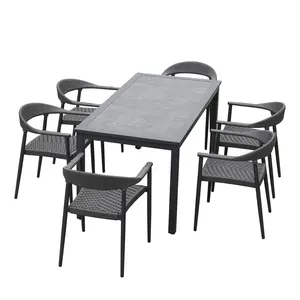 Ensemble de salle à manger avec chaise, meubles d'extérieur en aluminium, chaise à corde, mobilier de pont, de terrasse, d'hôtel