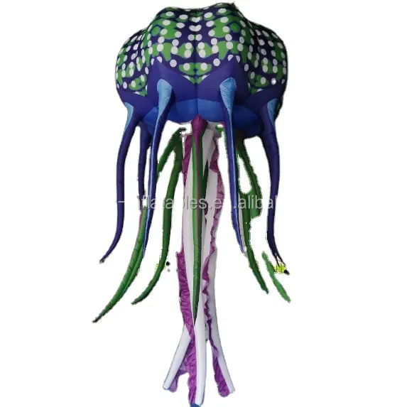 Medusa inflável com luzes LED, balão inflável para decoração, brinquedo inflável de animais marinhos, desenho agradável, 1.6x3mH