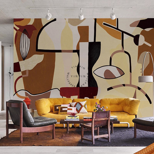 Papier peint de décoration murale d'intérieur personnalisé Papier peint mural d'art abstrait géométrique personnalisé - Product Image 1