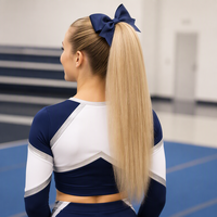 Extension de cheveux queue de cheval pour cheerleading avec cordon de serrage, base en maille, ajustement sûr et réglable, postiche lisse, vente en gros, directement de l'usine