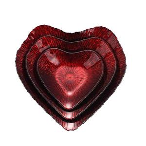 Plato de Vidrio en Forma de Corazón Rojo para Ensalada de Frutas Hecha a Mano para Fiestas de Boda y Cocina Casera - Product Image 1