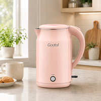 Bouilloire électrique en acier inoxydable 2,0 L 1500 W avec arrêt automatique, maintien au chaud et protection anti-ébullition à sec, vente en gros OEM pour hôtels, certifiée CE CB LFGB