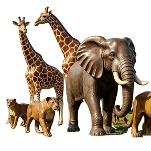 Statues d'animaux africains en bronze grandeur nature personnalisées, sculpture d'éléphant, de girafe, de lion pour la décoration de parcs, de centres commerciaux et de paysages extérieurs - Product Image 1