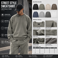 Sweat-shirt personnalisé de haute qualité à coupe décontractée, épaules tombantes, col rond uni, en coton, polyester et polaire pour homme
