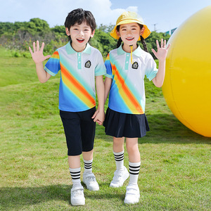 Venta al por mayor 100% algodón niños uniforme escolar polos sudaderas casuales con humedad que absorbe tejido de punto suave solapas sueltas - Product Image 1
