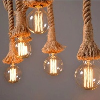Suspension en corde de chanvre de style industriel américain rétro loft, simple, créative et originale pour restaurant, bar, hôtels - Taille moyenne
