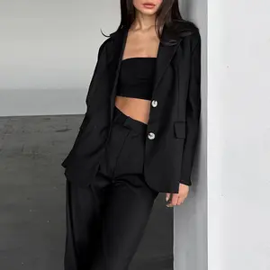 Damen Elegante einfarbige Anzüge, Set Damen Blazer und Hosen Set Business-Anzüge für Frauen/