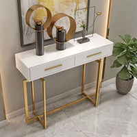 Table console en bois d'angle de salon d'angle avec miroir de luxe en métal design pour hall d'hôtel en acier inoxydable