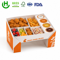 Boîte d'emballage personnalisée pour finger foods, plateau de service en carton imprimé avec séparateurs pour apéritifs, collations, sauces, fêtes