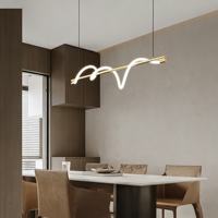 Lampu Gantung Pipa Air Panjang Gaya Nordik untuk Ruang Belajar/Kamar Tidur, Lampu Chandelier LED untuk Dapur/Meja Pulau Restoran, Produk Terlaris
